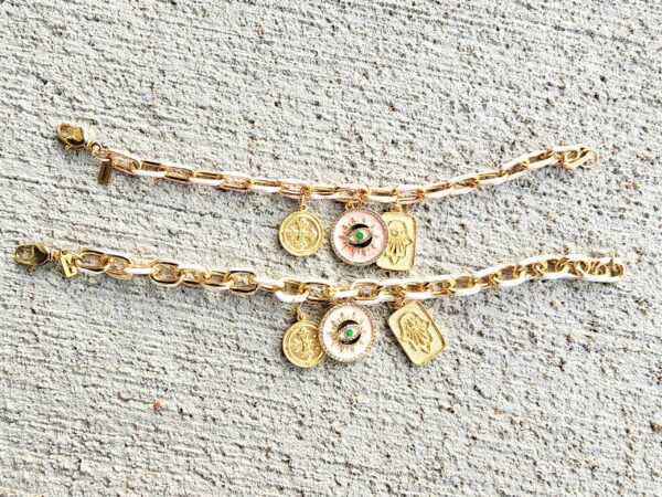 20230331_180911 (2) 18k gold enamel 3 charm chain bracelets