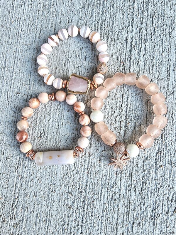 Pink Himalayan | gemstone bracelets set