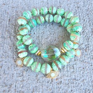 Green Glimmer | Agate gemstone bracelets set