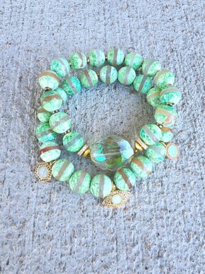 Green Glimmer | Agate gemstone bracelets set