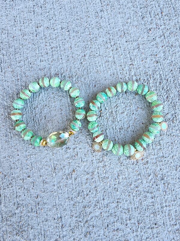 Green Glimmer | Agate gemstone bracelets set