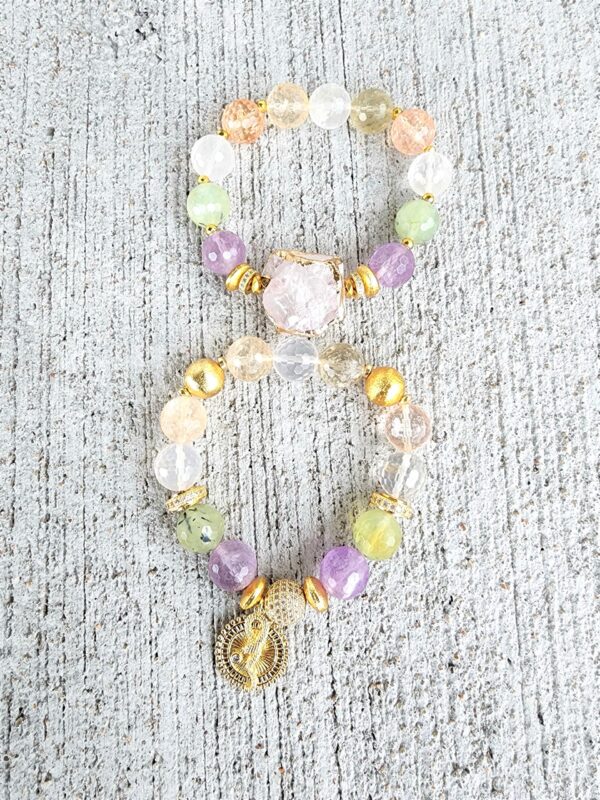 Natural Multi Quartz gemstone bracelet set