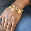 18k gold enamel 3 charm chain bracelets
