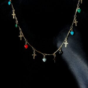 14k gold Multi-Cross Dangle Necklace