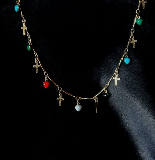 multi-cross necklace 14k gold Multi-Cross Dangle Necklace