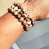 Spotted Wood gemstone bracelet set Spotted Wood gemstone bracelet set