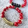 Crimson Guardian| Mother of Pearl & Onyx Gemstone Bracelets
