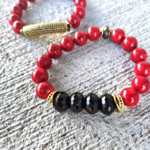 Crimson Guardian Crimson Guardian| Mother of Pearl & Onyx Gemstone Bracelets