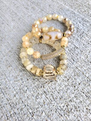 Golden Aura| Agate and Quartz gemstone bracelets