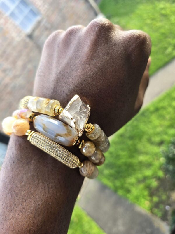 Golden Aura| Agate and Quartz gemstone bracelets