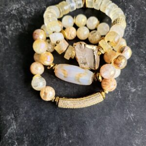 Golden Aura collection Golden Aura| Agate and Quartz gemstone bracelets