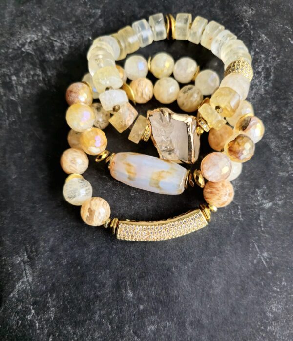 Golden Aura| Agate and Quartz gemstone bracelets