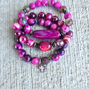Magenta Reign Set Magenta Reign-Agate Gemstone Bracelets