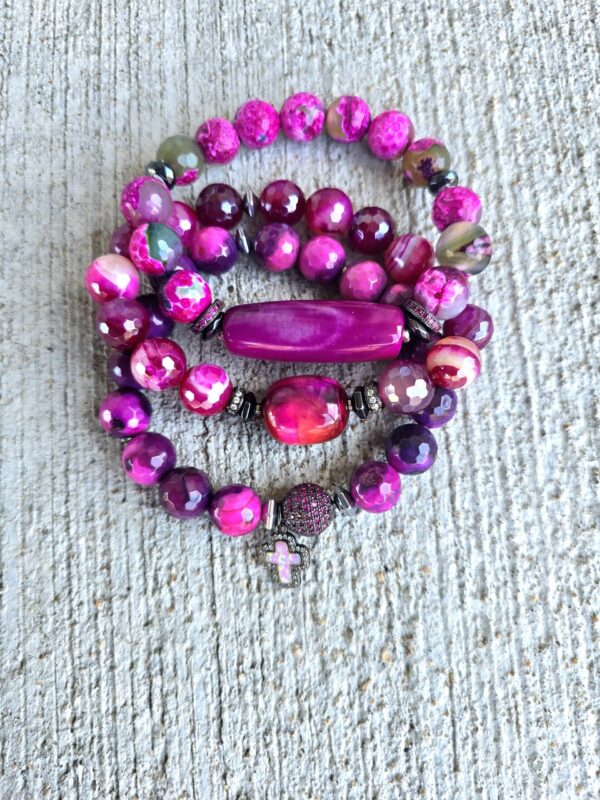 Magenta Reign-Agate Gemstone Bracelets
