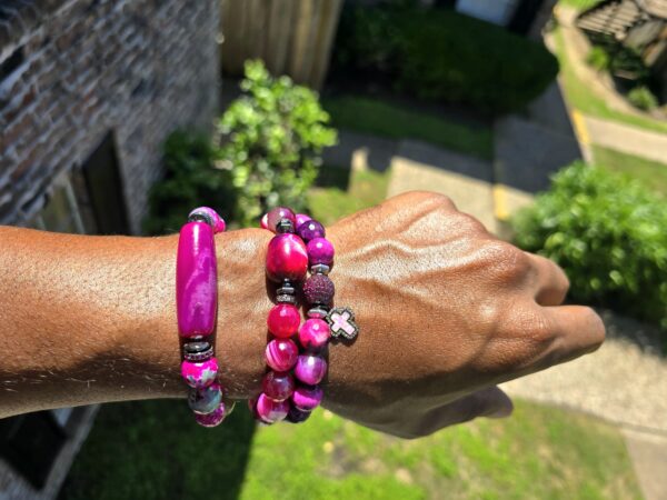 Magenta Reign-Agate Gemstone Bracelets - Image 2